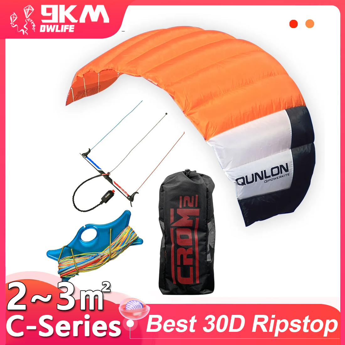 Kite Surf Bar Control - 9km2 ~ 3m2 linha tripla pipa